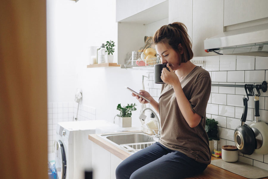 Woman drinking coffee